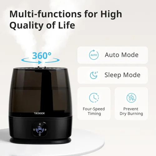 Miniatura 6 de Humidificadores para dormitorio y hogar, humidificador de aire de niebla fría y cálida de 6 L para habitación grande, guardería, 50 horas, fácil