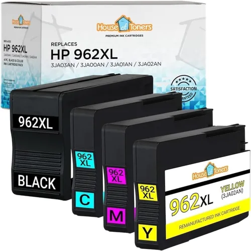 Houseoftoners Cartucho de tinta HP 962XL remanufacturado, alto rendimiento HP 962XL compatible con Envy (5540,5640, 5660, 7644, 7645) OfficeJet