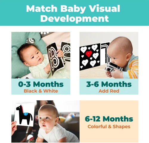 Miniatura 3 de QBI Juguetes magnéticos para bebés de 0 a 6 a 12 meses, tarjetas de bebé en blanco y negro, juguetes para recién nacidos, tarjetas de alto contraste