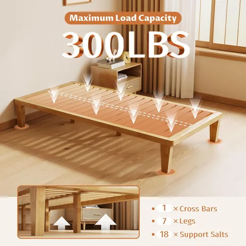 Miniatura 9 de IOTXY Marco de Cama de Plataforma Twin – Base de Fundación de Colchón de Madera Maciza de 12 Pulgadas con Listones y Patas de Apoyo de Alta