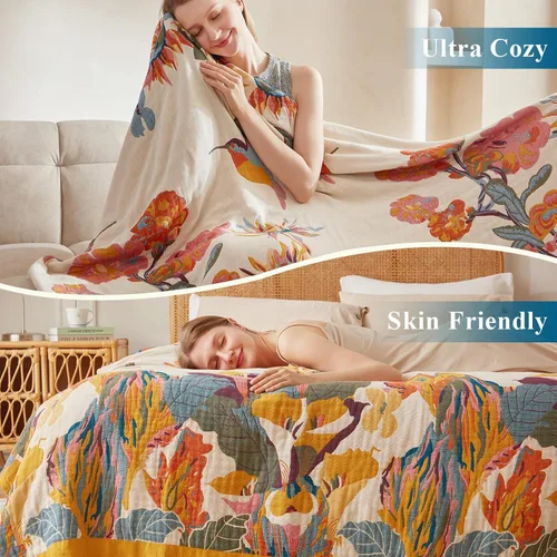Miniatura 4 de Manta bohemia – Manta suave 100% algodón para cama, 50"x60", reversible, transpirable, ligera, para otoño, todas las estaciones, decoración de casa