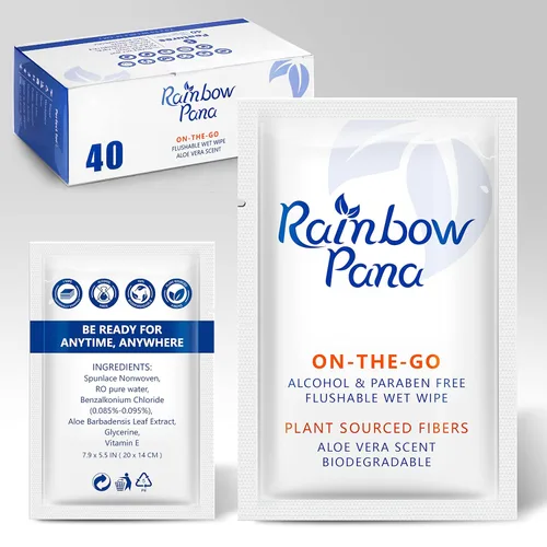 RainbowPana Toallitas desechables, 40 unidades, PARA LLEVAR envueltas individualmente - Toallitas para glúteos para mujeres y hombres, Toallitas de