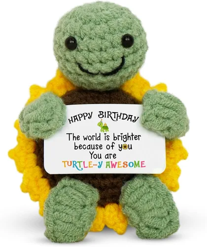 Miniatura 16 de OASSIE Regalos de tortugas para mujeres, mini animales de ganchillo de tortuga positiva hechos a mano, regalos de cumpleaños, relajación, Tortuga