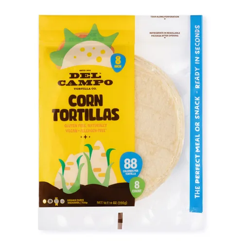 Del Campo Soft Corn Tortillas - 8 Pulgadas Redondo 100% natural, libre de gluten y todo el maíz auténtica comida mexicana. Muchas opciones de