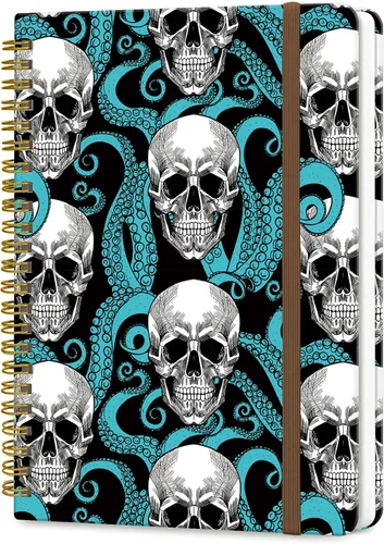 Cuaderno de espiral A5, lindo cuaderno para mujeres y hombres, cuaderno de tapa dura con rayas universitarias para trabajo y toma de notas, 60