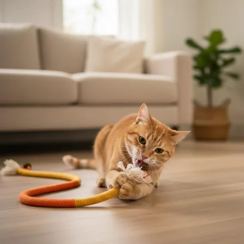 Miniatura 5 de Cuerda masticable duradera y segura: 3 piezas de algodón orgánico natural para gatos de interior, juguetes masticables con infusión de hierba gatera