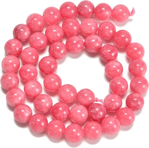 Miniatura 2 de Cuentas sueltas de rodonita teñida de jade de 10mm, redondas y suaves, de gematone natural para joyería y manualidades, 1 cadena de 15 pulgadas Jade