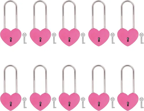 Miniatura 19 de Love Lock - Candado de corazón con llave para enamorados, boda, día de San Valentín, aniversario, viajes (con llave)