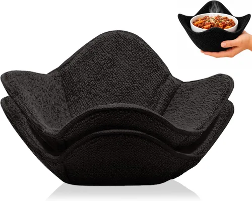 Miniatura 8 de Juego de 2 almohadillas calientes rojas para microondas, soportes para ollas, acogedores para alimentos, Ooma, ramen o tazón de sopa acogedor