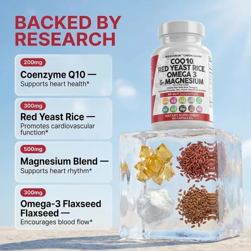 Miniatura 4 de Clean Nutraceuticals COQ10 200mg Arroz de Levadura Roja Omega 3 Complejo de Magnesio 500mg Niacina Zinc Vitamina K2 D3 - Vitaminas para el Apoyo al