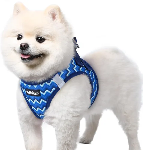 Miniatura 147 de rabbitgoo Arnés para perro pequeño, chaleco de malla suave para cachorros con hebilla de seguridad, arnés reflectante transpirable para mascotas