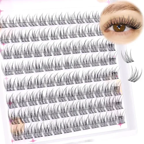 Extensiones de pestañas dispersas en racimo, pestañas individuales, extensiones de pestañas naturales en racimo, 9-11 mm, 96 unidades, para colocar