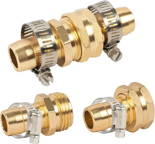 Miniatura 3 de Hourleey Conector de reparación de manguera de jardín con abrazaderas, apto para manguera de jardín de 3/4 o 5/8 pulgadas, adaptador de manguera