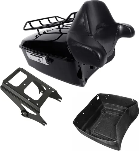 Miniatura 22 de TCMT Caja de maletero King para motocicleta con respaldo y montaje para dos personas, compatible con Harley 2009-2013 Touring Road Street Electra