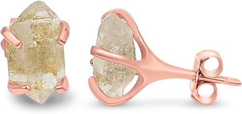 Miniatura 32 de Aretes de piedra preciosa natural en bruto con oro rosa sobre plata de ley 925, 6 a 0.276 in, regalo de piedra de nacimiento de calidad genuina