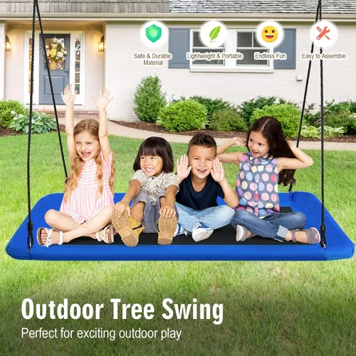 Miniatura 6 de Costzon Columpio rectangular gigante de 60 pulgadas para niños y adultos, resistente al desgaste para interiores y exteriores, con marco de acero