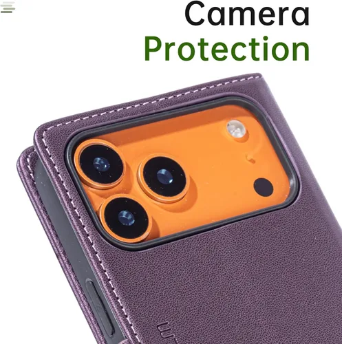 Miniatura 5 de Funda tipo cartera para iPhone 17 Pro Max con tarjetero de crédito, de piel sintética, con función atril, funda protectora a prueba de golpes