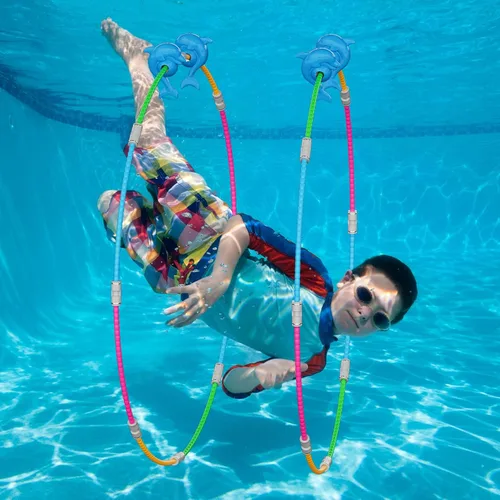 Miniatura 6 de Juguetes de piscina para niños, paquete de 2 anillos deportivos subacuáticos para niños, juegos de piscina ideales para niños y niñas de 5, 6, 7, 8