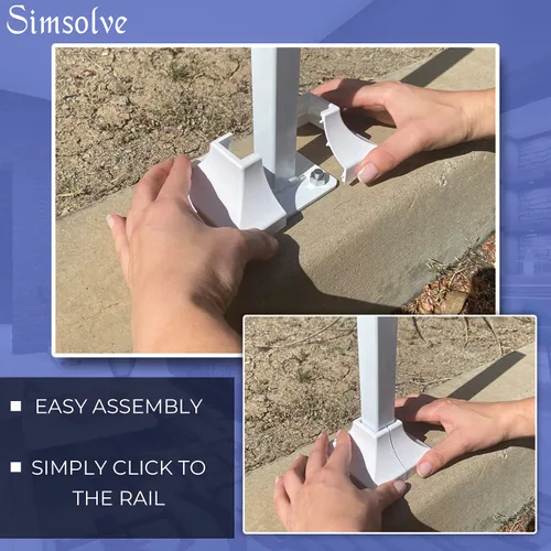 Miniatura 2 de Base de poste de cubierta – Durable, base de zapato que se ensambla instantáneamente transforma los pies de barandillas de mano y escalera – Blanco