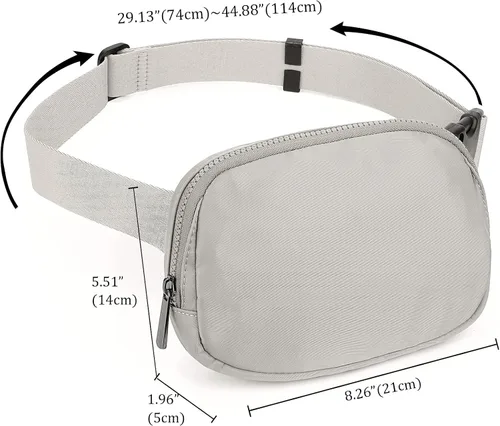 Miniatura 6 de Uromee Riñoneras para mujer, bolsa cruzada para cinturón de moda, ligera, para viajes, correr, senderismo, correa ajustable, 0235 Gris Claro