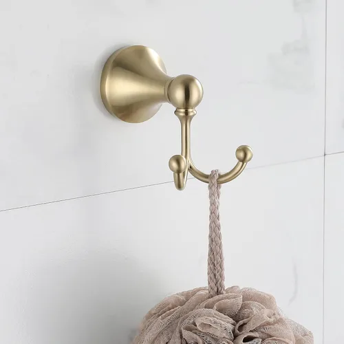 Miniatura 5 de Juego de accesorios de baño dorados de 4 piezas, accesorios de baño dorados cepillados, toallero de 23.6 pulgadas, gancho para toallas, soporte
