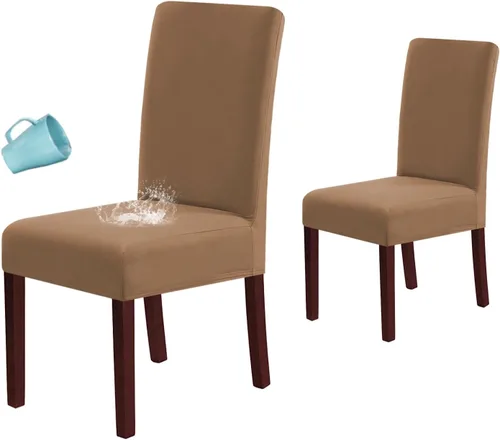 Miniatura 9 de H.VERSAILTEX Juego de 2 fundas 100% impermeables para sillas de comedor, fundas elásticas para sillas de comedor, fundas protectoras para sillas