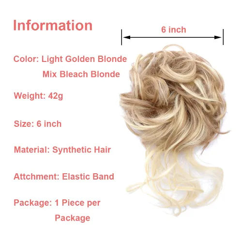 Miniatura 4 de KETHBE - Pieza de cabello con moño desordenado, extensiones de cabello con moño alborotado, banda elástica, piezas de cabello con moño rizado y 2