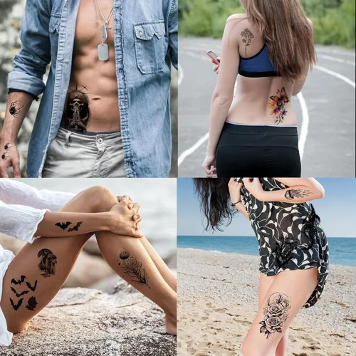 Miniatura 4 de Hotoyannia 102 hojas de tatuajes temporales pequeños de Halloween, tatuajes falsos que se ven reales y duran mucho, incluyen tatuajes de lobo