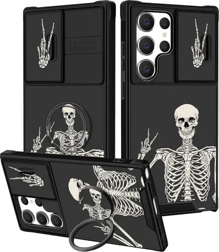 Miniatura 124 de Funda 2 en 1 para Samsung Galaxy Note 10 Plus con diseño de calavera para teléfono con diseño de esqueleto para yoga, fantasma, horror, con cubierta