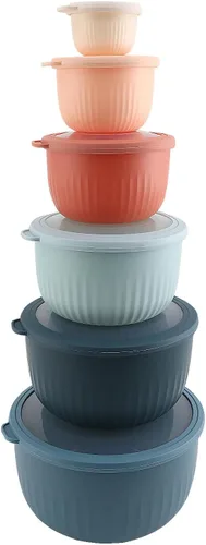 Miniatura 59 de COOK WITH COLOR - Juego de tazones de preparación profundos con tapas, para mezclar, de plástico, pequeños y apilables (color negro degradado)