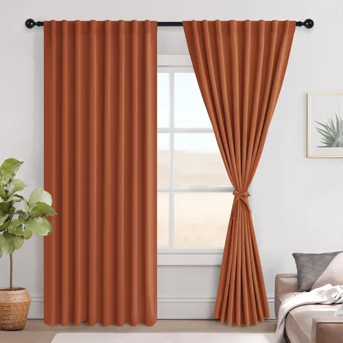 Miniatura 65 de Hiasan Cortinas opacas negras para dormitorio, cortinas opacas cortas de 45 pulgadas de largo, con aislamiento térmico, bolsillo para barra