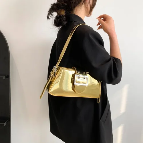 Miniatura 3 de Monederos metálicos para mujer, bolso de noche, bolso plateado, Y2K, brillante hobo cruzado, bolso de hombro, bolso de mano