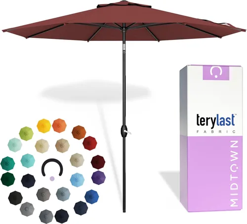 Miniatura 13 de Midtown Umbrellas 10 años sin decoloración, 6 pies, tela de poliéster roja a prueba de rayos UV, sombrilla para patio al aire libre, marco