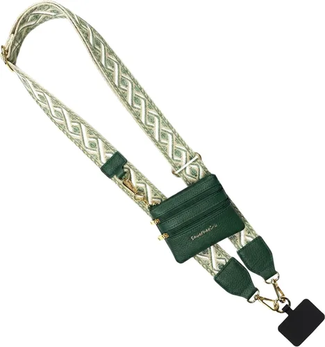 Miniatura 47 de Save the Girls Correa Original Clip and Go para Teléfono Original (Patrón Verde/Morado - Bolsa Verde) - Correa Cruzada para Teléfono con Cadena