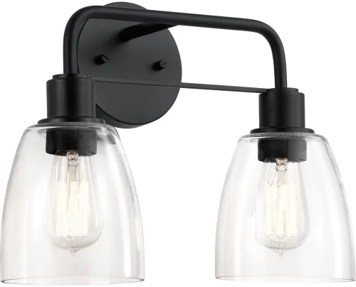 Miniatura 10 de Kichler Meller de 11 pulgadas, lámpara de pared de 1 foco con vidrio transparente en negro