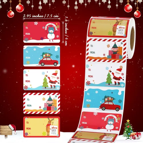 Miniatura 6 de Outus 500 etiquetas de Navidad, etiquetas autoadhesivas de regalo para regalos de Navidad, etiquetas de nombre de Navidad, etiquetas para papel