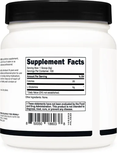 Miniatura 4 de Primal L-Glutamina en polvo (17.64 oz, 100 porciones) Aminoácido de glutamina puro sin sabor para apoyo y rendimiento deportivo y entrenamiento