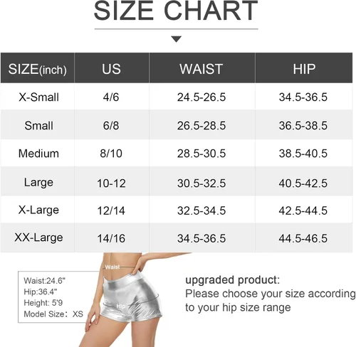 Miniatura 6 de Kepblom Pantalones cortos metálicos para mujer de cintura alta brillantes y de rave para disfraces de festivales de baile Metálico