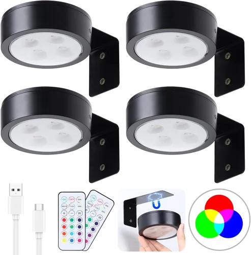 Miniatura 10 de Paquete de 2 luces inalámbricas para cuadros de pared, luz para cuadros recargable que funciona con batería con control remoto, luz regulable