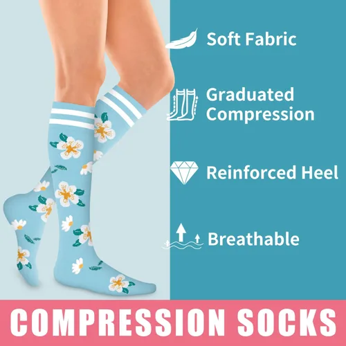 Miniatura 84 de Calcetines de compresión para mujeres y hombres (3 pares) – El mejor apoyo para enfermeras, correr, senderismo, recuperación y calcetines de vuelo