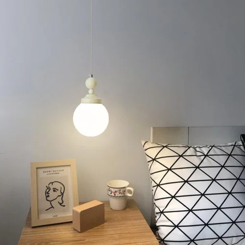 Miniatura 5 de Lámpara colgante de cristal con forma de globo crema, iluminación moderna para isla de cocina, 1 luz, mini lámpara colgante E27/E26, enchufe