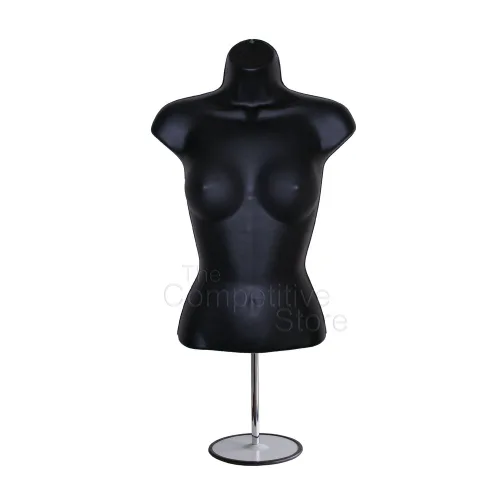 DisplayTown - Maniquí femenino con torso y soporte de metal, parte trasera hueca, cuerpo apilable, forma para exhibir camisetas, mostrador,