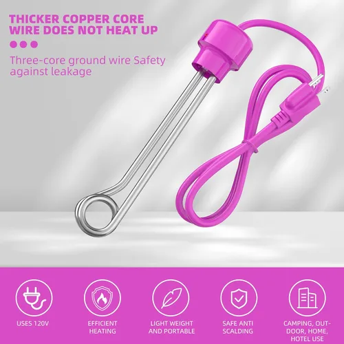 Miniatura 6 de Calentador de agua de inmersión de 1200 W, calentador de agua de cubo de acero inoxidable 304, calentamiento rápido para bañera, agua de piscina