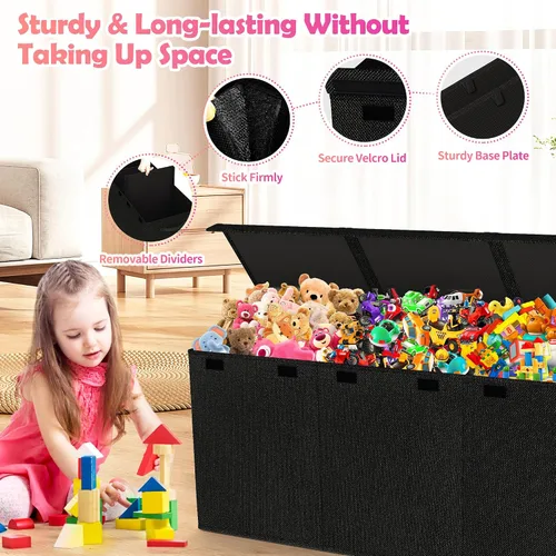 Miniatura 4 de Mabahoo Caja de juguetes extra grande, plegable y resistente para niños y niñas, 40 x 14 x 16 pulgadas, organizador de almacenamiento para niños