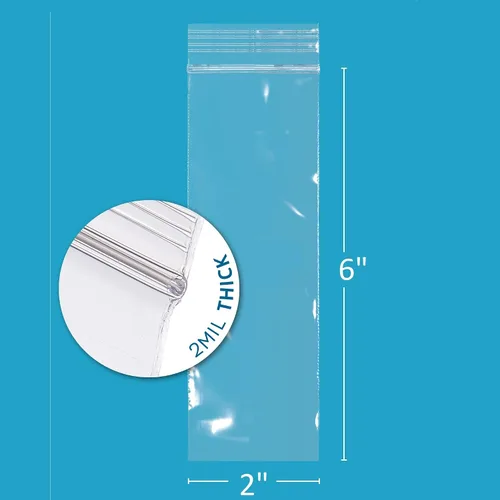 Miniatura 2 de GPI - Bolsas con cremallera de 2 x 6 pulgadas, 100 unidades, 2 mil, bolsas de plástico transparente con cierre de cremallera, con cierre de cierre