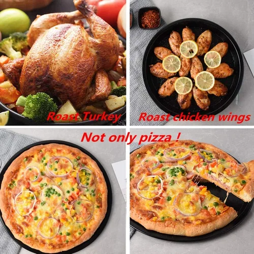 Miniatura 6 de Bandeja de pizza antiadherente de 9 pulgadas, pastel de bandeja de pizza de horno de acero al carbono