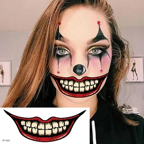 Miniatura 3 de Pegatinas de tatuaje de boca de terror temporal de terror para Halloween, accesorios de maquillaje, accesorios para disfraz, kit de cara