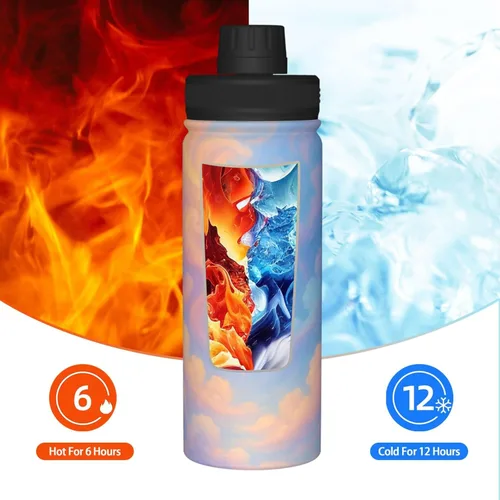 Miniatura 6 de Colorful Clouds Printed Insulated Water Bottle, 18oz Stainless Steel Funny Travel Mug, Leakproof Hot & Cold for Sports, Gym, Hiking