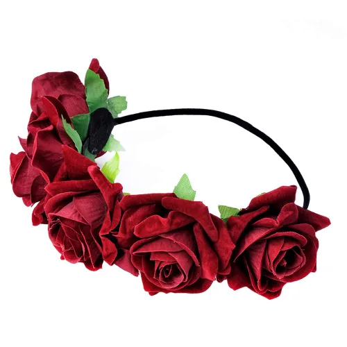 Miniatura 10 de WLBON Diadema de rosas de Halloween, corona de hojas de flores, bandas para el cabello, diadema de hojas florales, diadema para mujer, Navidad