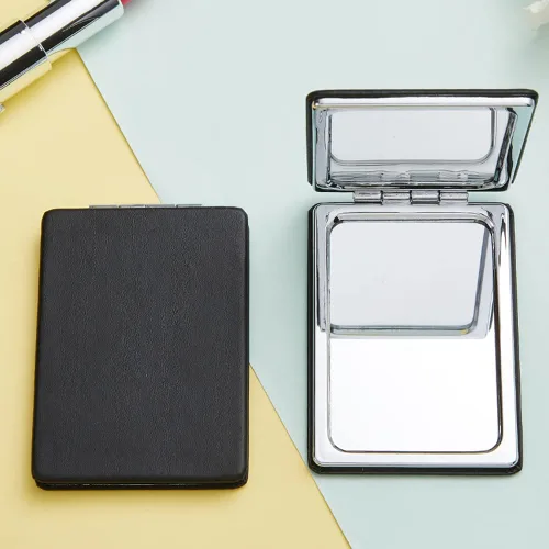 Miniatura 4 de Espejo compacto para hombres, mujeres y niñas, espejos de maquillaje de viaje negros para bolso y bolsillo, espejo portátil de doble cara sin